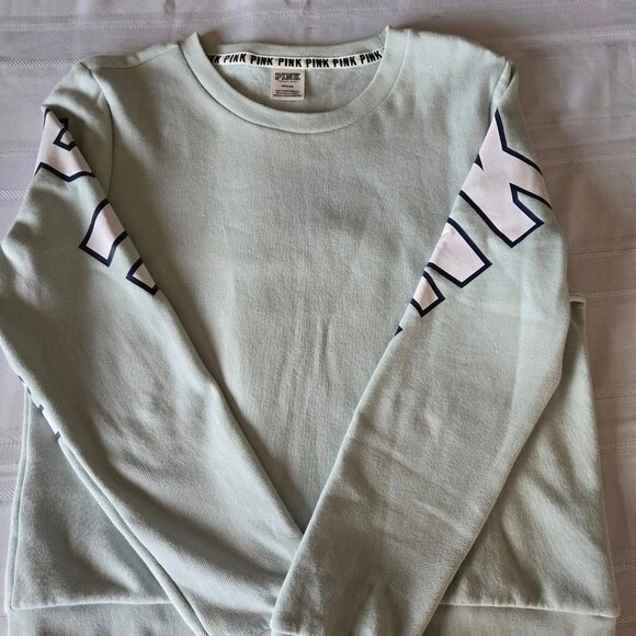 Women's Size Medium Mint Green Victoria Secret PINK Sweatshirt - Picture 1 of 8